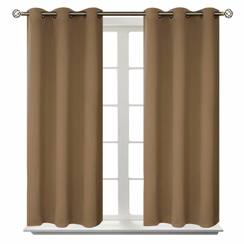 BGment Blackout Curtains for Living Room - Grommet Thermal Insulated Room Darkening Curtains for Bedroom, 2 Panels of 38 x 54 Inch, Taupe - Image 1